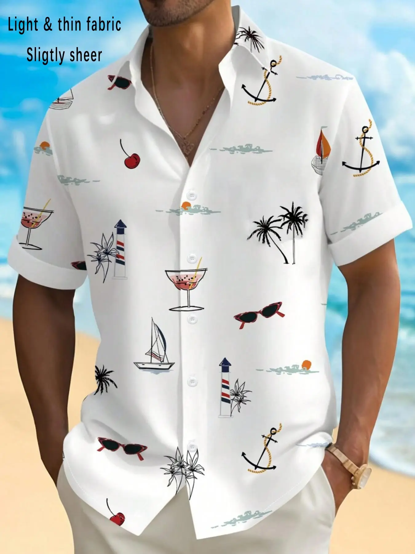 Men's Summer Hawaiian Style Tropical Soft Collared Shirt, Casual Aloha Shirt, Beach Surf Comfortable Casual Fitted Tops, Unisex(Recommend ordering one size up), Ideal for Vacation and Daily Wear