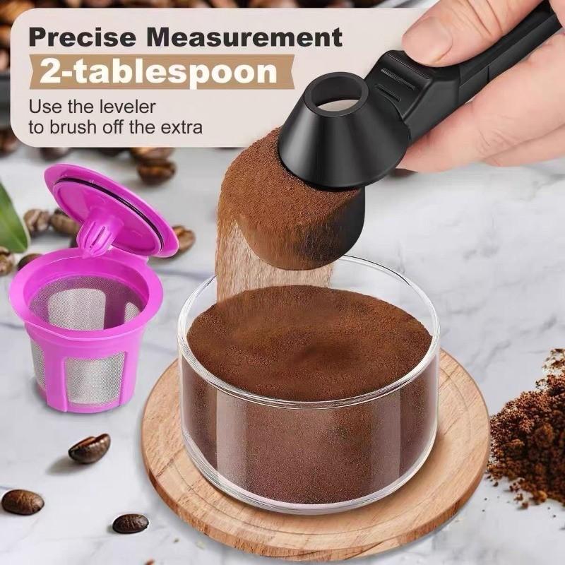Coffee Scoop with Long Handle, Large Capacity Sliding Spoon, Leak Proof Round Measuring Spoon for Ground Coffee, Tea Leaves, Protein Powder, Spices