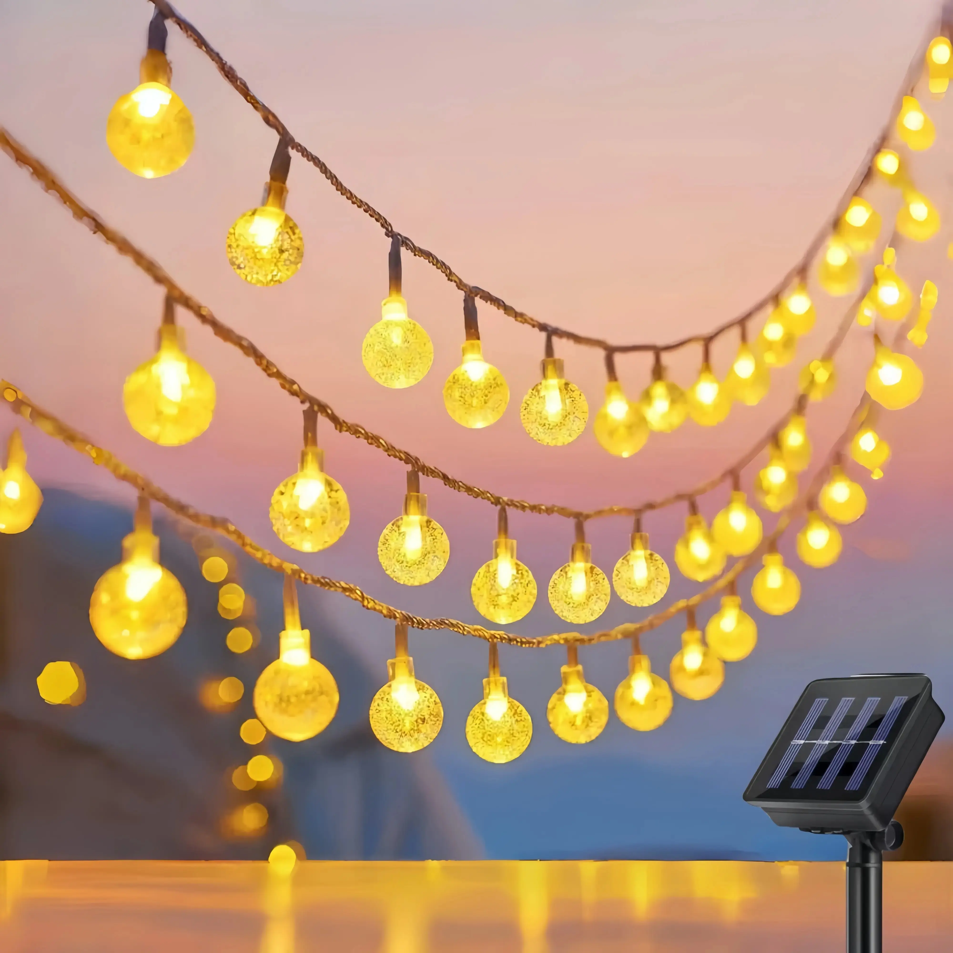 Solar-Powered LED Globe Fairy Lights, 100 LEDs, 39.3ft, 8 Flashing Modes, Waterproof, Warm & White Light, Outdoor Festive Decor for Patio, Valentine's Day