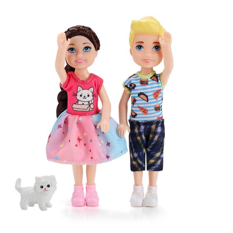 Cute 5.5 Inch Couple Doll Set, Seven Pieces Boy Girl Characters, Unisex Fashion Gift, Perfect for Couples and Collectors