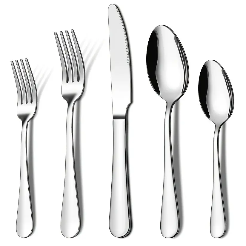 20pcs Stainless Steel Tableware Set, Modern Polished Western Cutlery with Knives Forks Spoons for Restaurant Hotel Family Parties Weddings Outdoor