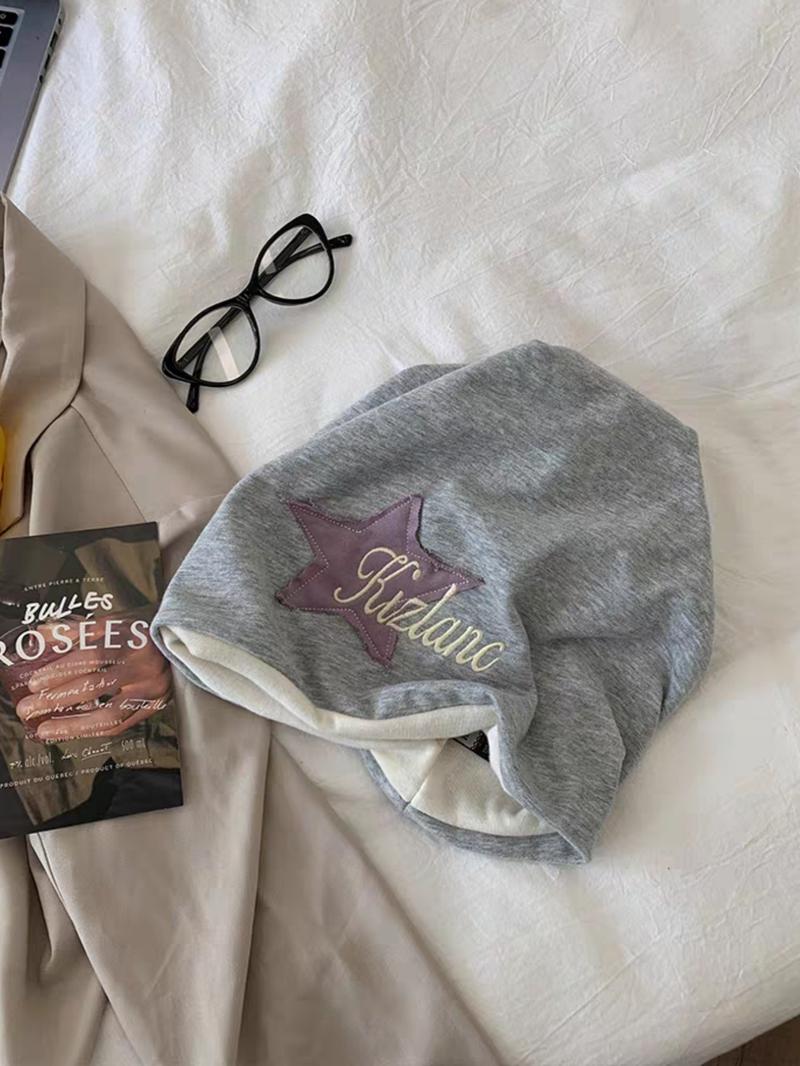 Star Patched Letter Embroidery Beanie Hat, Cute Beanie Hat for Women & Men, Fashion Accessories for Daily Wear, Trendy All-match & Exquisite Hat for Birthday Gift, Bonnet