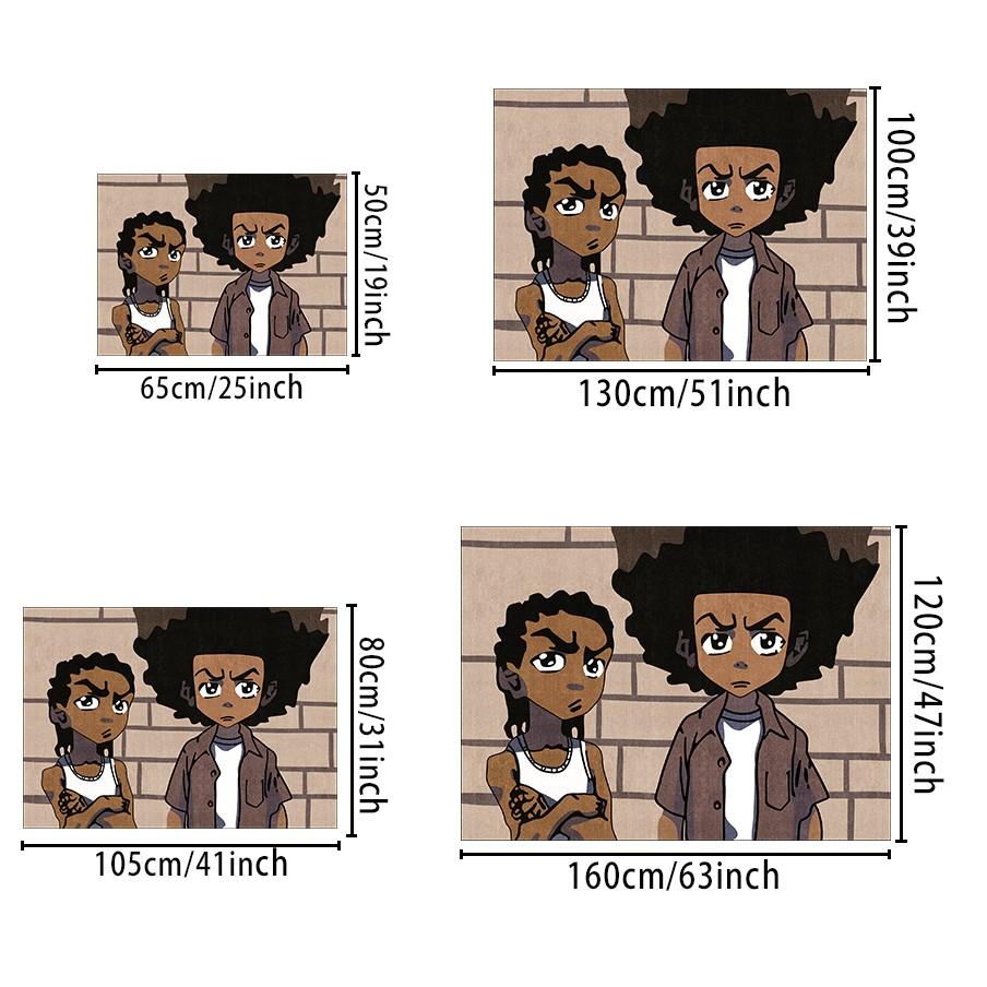 The Boondocks Anime Character Theme Carpet, American Street Style Living Room Mat, Retro Animation Bedroom Bedside Rug, Anti-Slip Durable Studio Decor