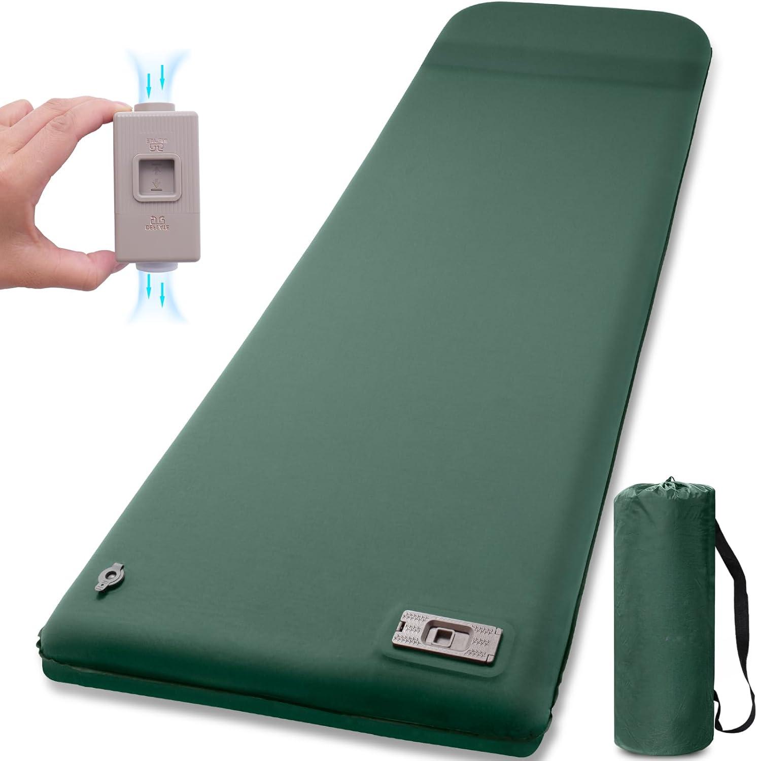 Self Inflating Sleeping Pad with Electric Pump, 3.14" Ultra-Thick Memory Foam Sleeping Mats for Camping,Easy Inflate&Deflate,9.5 R-Value Insulated Camping Mattress Pad with Pillow for Car Travel Tent