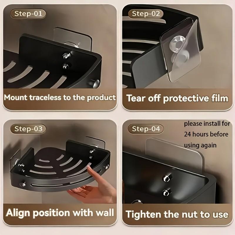 Wall-Mounted No-Drill Triangle Storage Rack, Toilet and Sink Organizer Solution, Durable Design for Daily Use