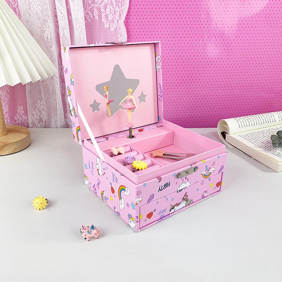 1pc Drawer Unicorn Rocking Music Jewelry Box, Jewelry Storage Gift Box, Suitable for Bracelet, Ring, Earring Storage, Perfect as Gift and Souvenir, Graduation Season, Christmas Gift