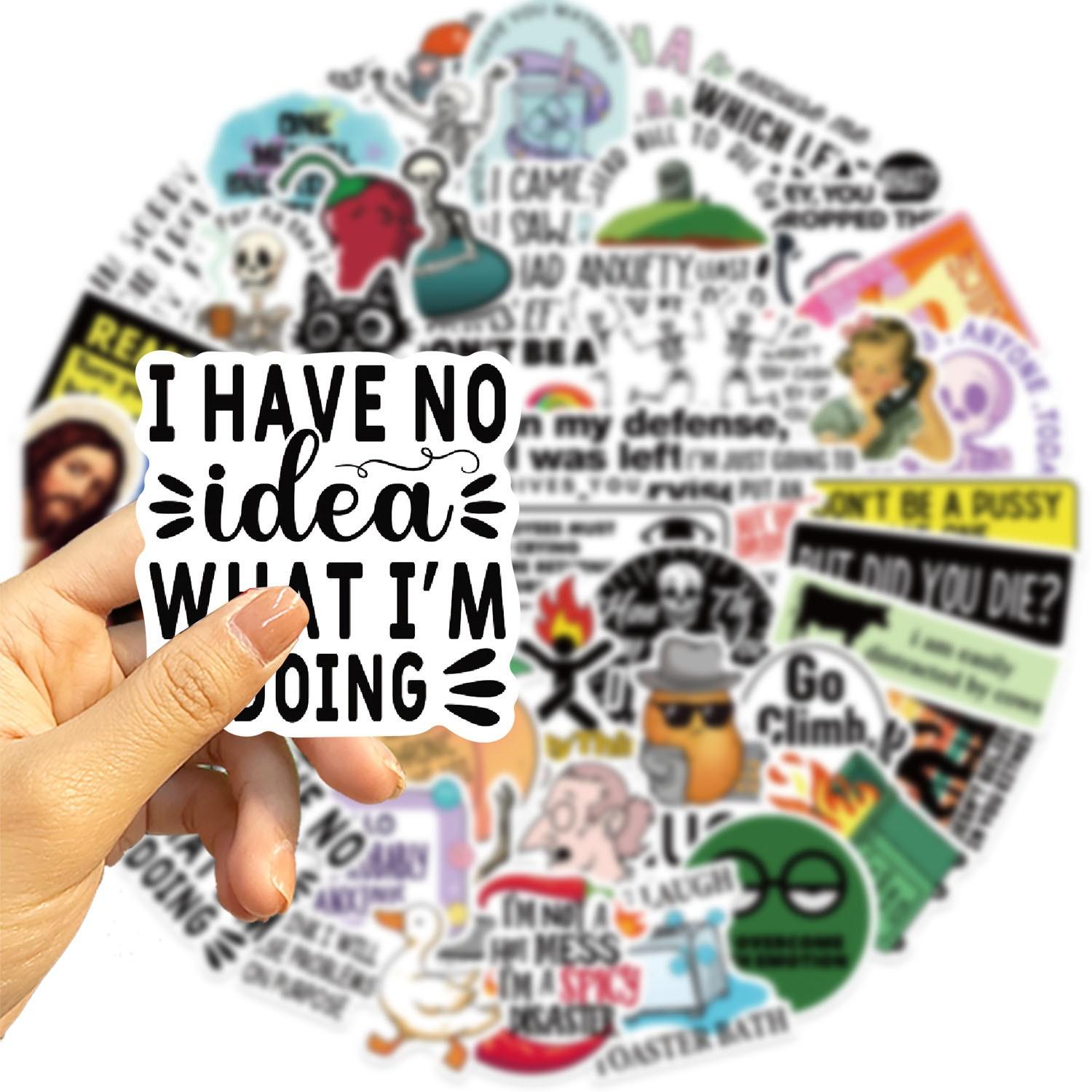 Funny Sarcastic Meme Stickers (50Pcs) - Cute Cartoon Waterproof Vinyl Decals, Ideal for Phone Cases, Skateboards, Guitars, Helmets & DIY Crafts, Great for Holiday & Birthday Gifts