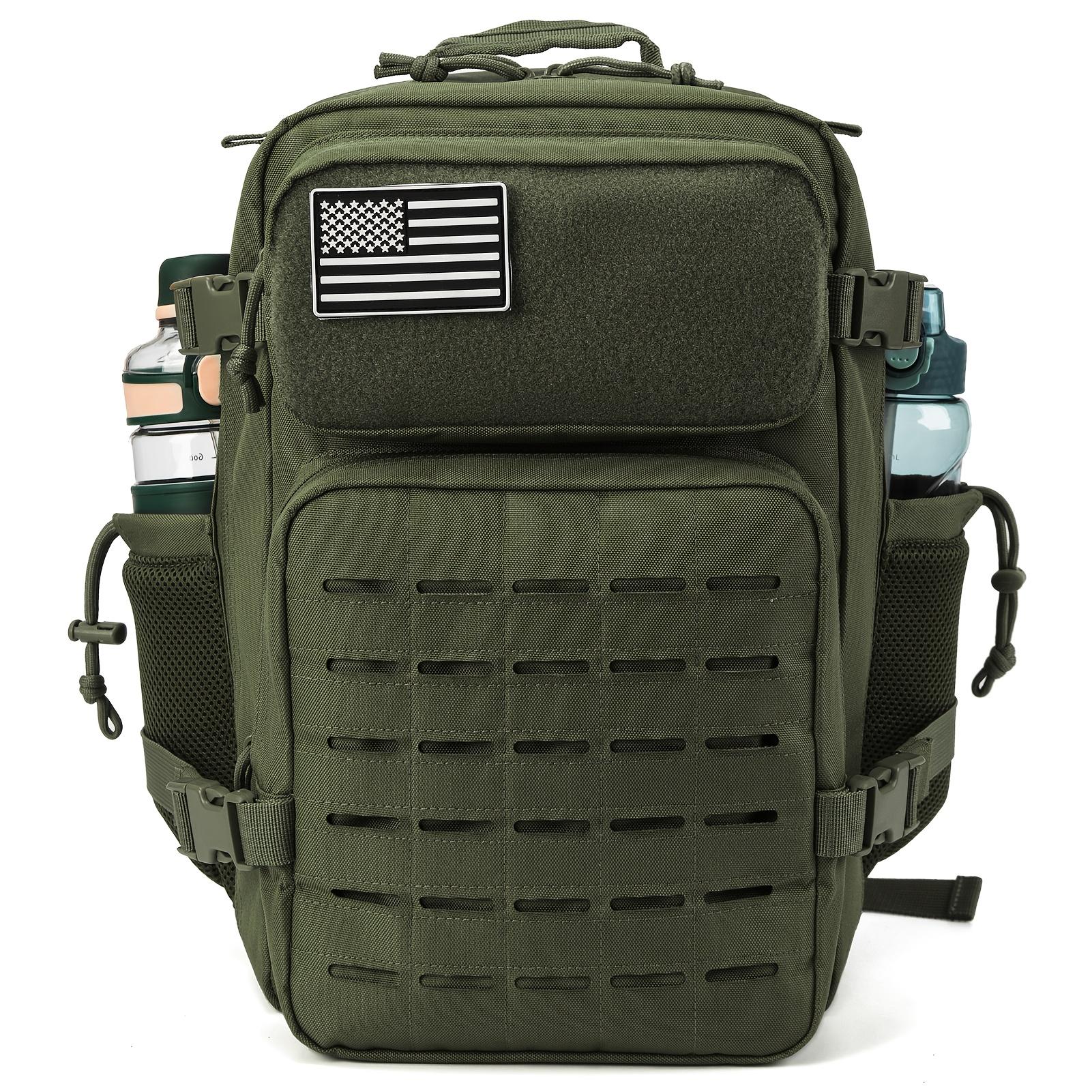 6.6gal Tactical Style Travel Backpack, Molle Daypack for Outdoor Hiking Camping Trekking, 180° Flat Open Weekend Bag with Laptop Compartment And Dual Cup Holders, Heavy Duty Gym Sports Pack
