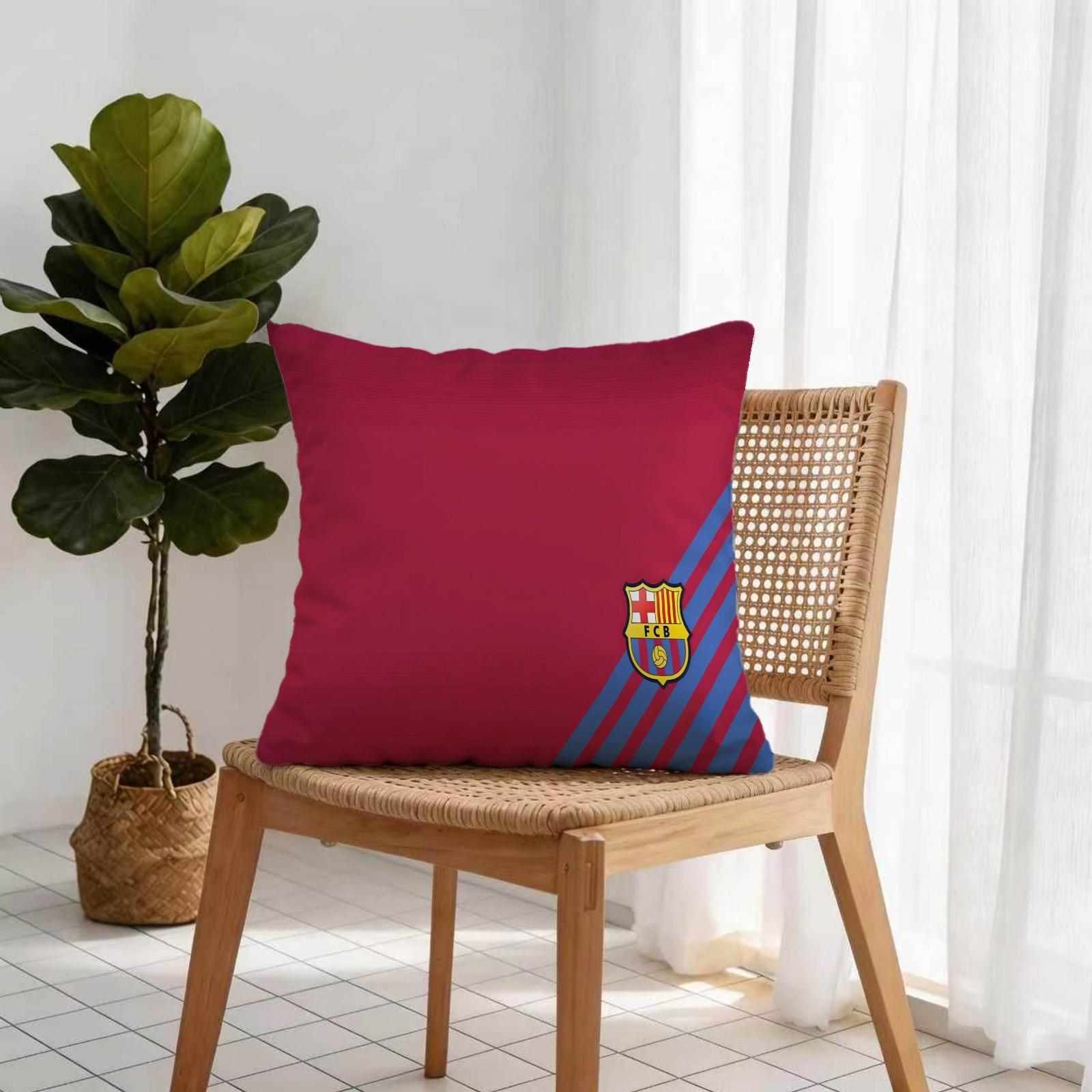 18x18 Inch Soccer Club Throw Pillow, Red Blue Striped Sport Team Decorative Cushion, Football Fan Sofa Bed Living Room Decor, Ideal Gift for Soccer Fans Teens Adults Men