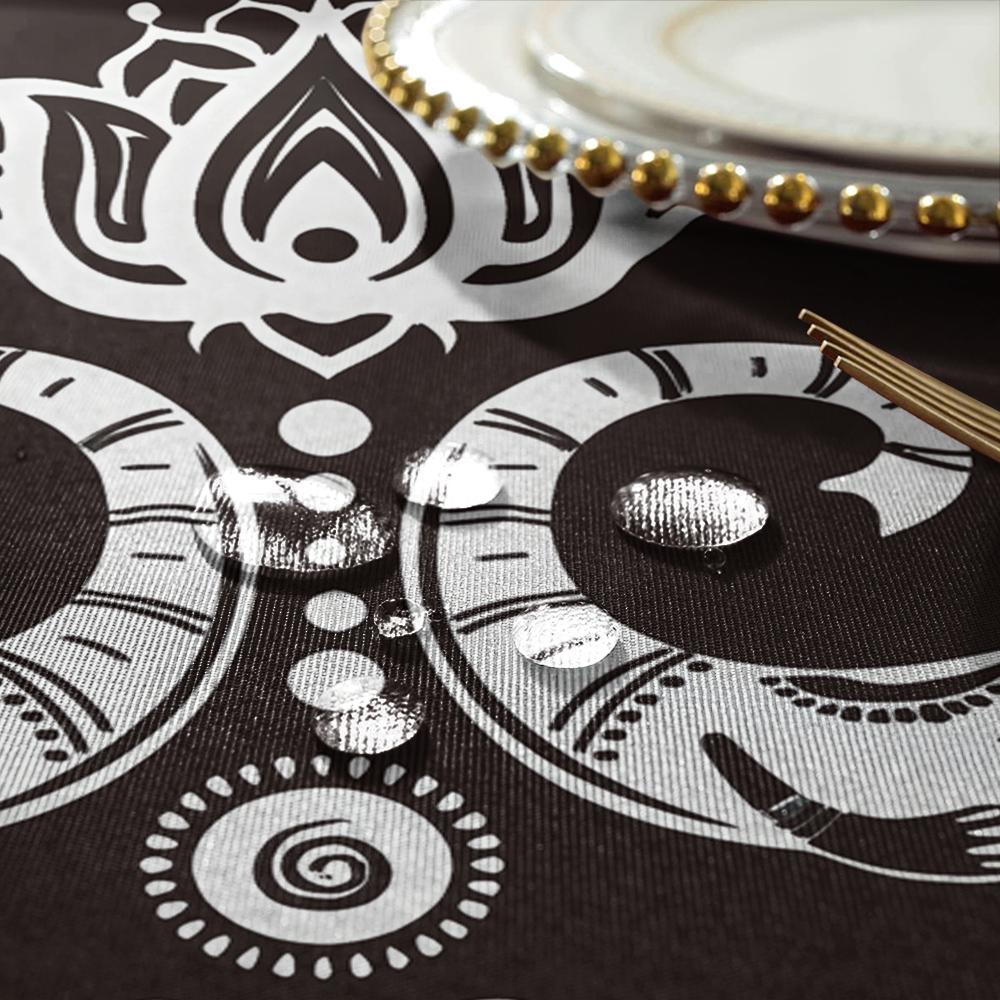 Bohemian Elephant Pattern Tablecloth Set, Fabric, Suitable for Dining Tables, Tea Tables, TV Stands, Picnic Mats, Home and Party Use, Picnic Table Cover