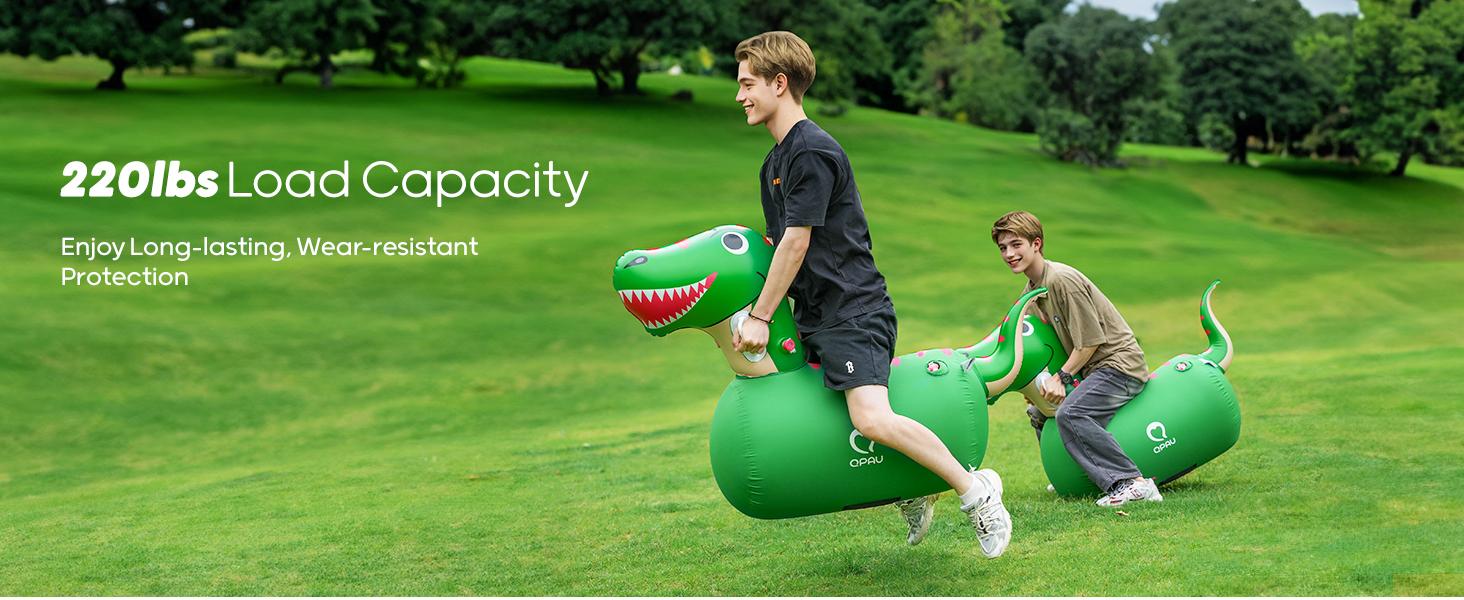 QPAU 1/2 PCS Bouncy Animal Hopper Toys (Dinosaur, Reindeer, Bull & Cute Dino) - Medium for 2+, Large for 5+, Inflatable Ride-On Jumping Bouncer, Indoor & Outdoor Energy Release Toy for Kids Boys Girls
