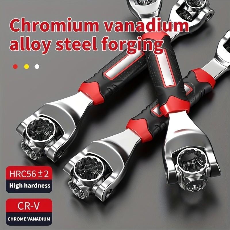 12-In-1 Universal Socket Wrench, Adjustable Dual-Head Tool, Flexible 360° Rotating Head, Rubber Handle, Car Repair Wrench 8-19mm