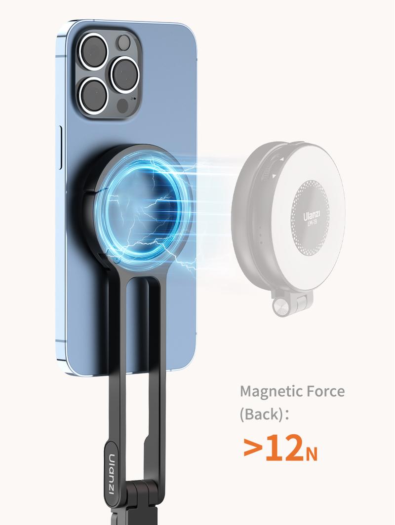 ULANZI MA30 Magnetic Phone Tripod Stand for iPhone - Aluminium Smartphone Mini Tripod Foldable Pocket Cell Phone Stand Dual-Sided Magnet Quick Mount Compatible with iPhone 16 15 14 13 12 Magsafe