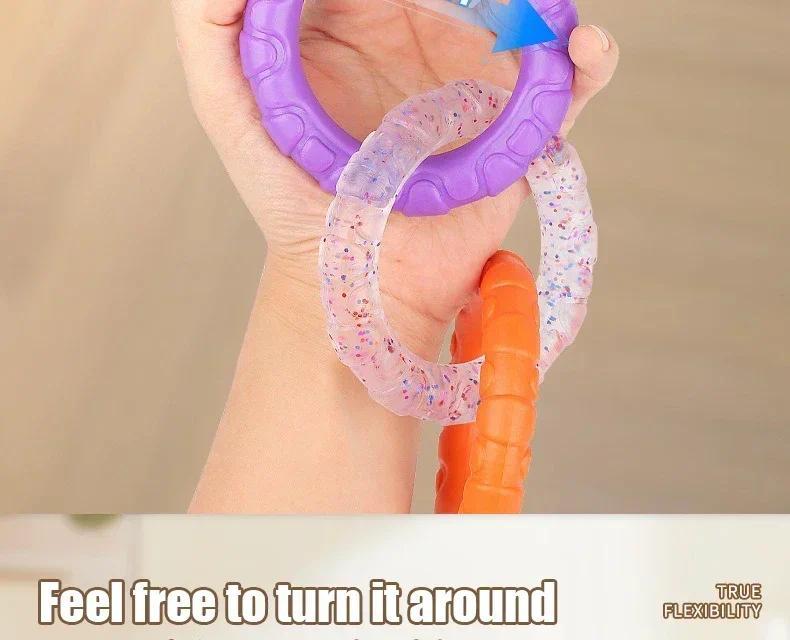 Dog Pulling Toy Soft Bite-resistant Teething Chews Pulling Three Consecutive Circle Ring Fun Interactive Puppy Toys Pet Supplies