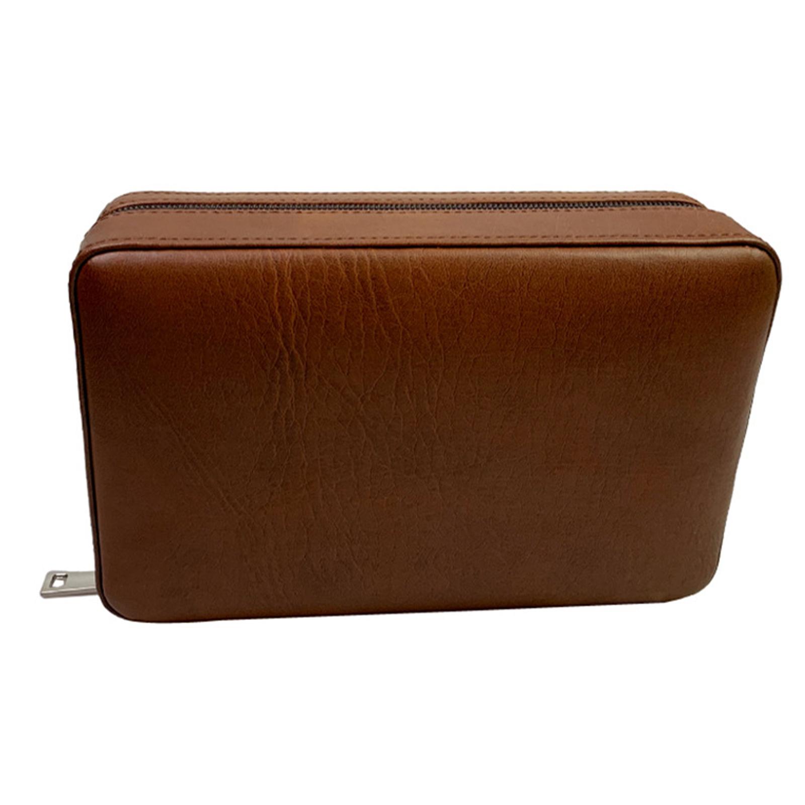 Portable Cigar Travel Case, 1 Count Wooden Lined Humidor with Zipper Closure, Elegant Leather Exterior Storage Box for Home & Travel, Organizer