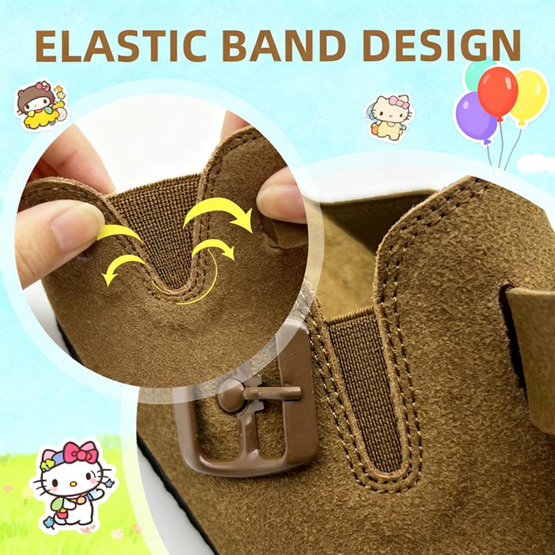 Lumubby Kids Suede Clogs Boys Girls Sandals Cork Footbed Toddler Slip-on Slippers Indoor Outdoor Cute Classic Adjustable EVA Sole