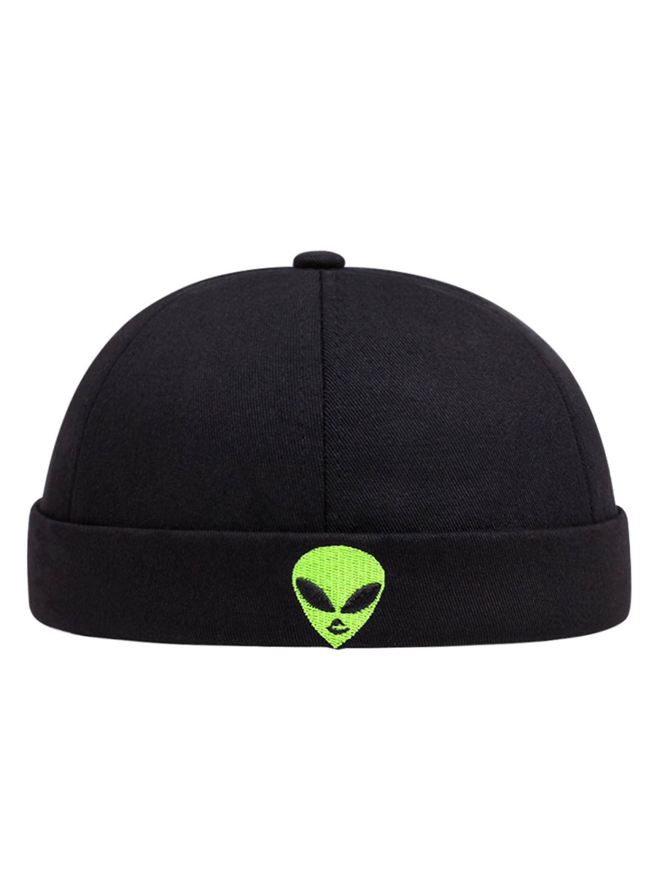 2026 New Fashion Personality Boundless Hat Alien Embroidery Guapi Hat Street Creative Hip Hop Hat Outdoor Sports Skateboarding Hat Daily Commuting Leisure Decorative Hat Male Female Same Style Landlord Hat