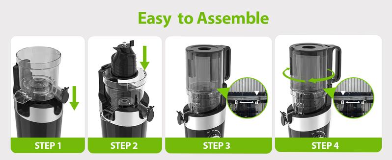Cold Press Juicer Fits Whole Fruits, Aeitto Masticating Juicer Machines with Wide Feed Chute, Juice Extractor Machine Easy to Clean, High Juice Yield, Easy to Assemble, Self Feeding
