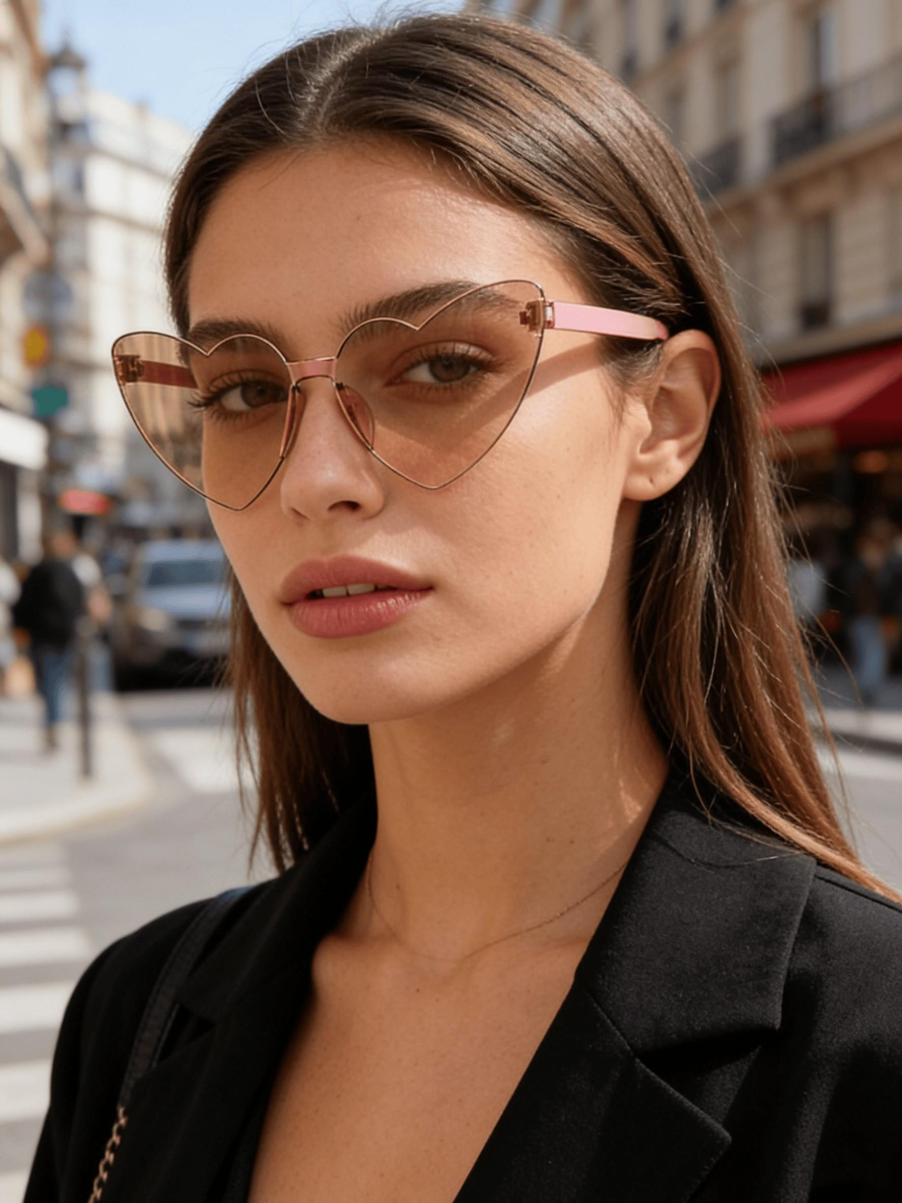 Women's Heart-Shaped Fashion Glasses, Colorful Valentine's Day Sunglasses, Perfect for Beach, Travel, Daily Wear, Elegant Style