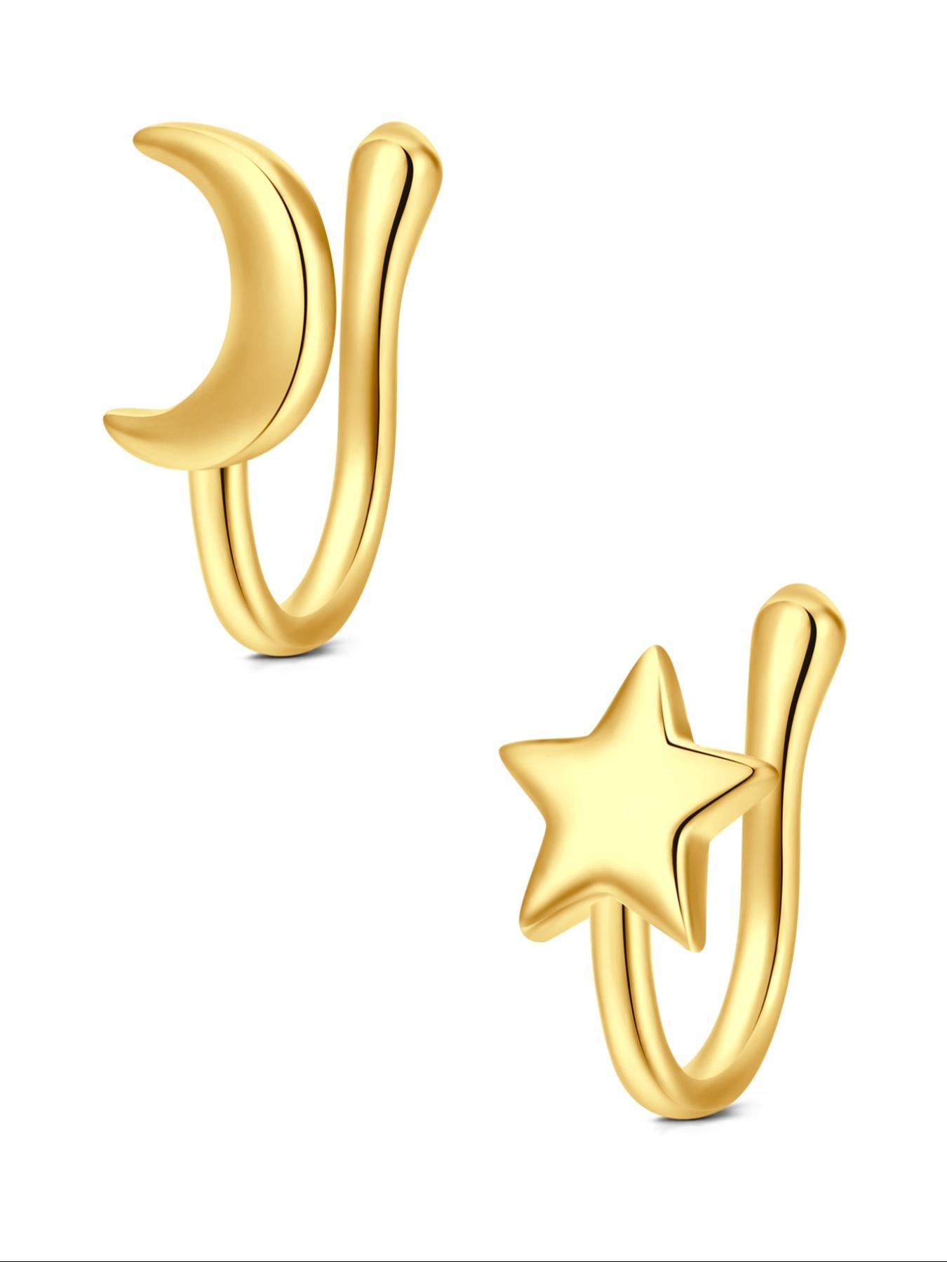 Non-Piercing Zirconia Nose Ring Clip, Nose Cuff, Moon Butterfly Design, Silver Color, Elegant Women's Jewelry Accessory, No Piercing Needed