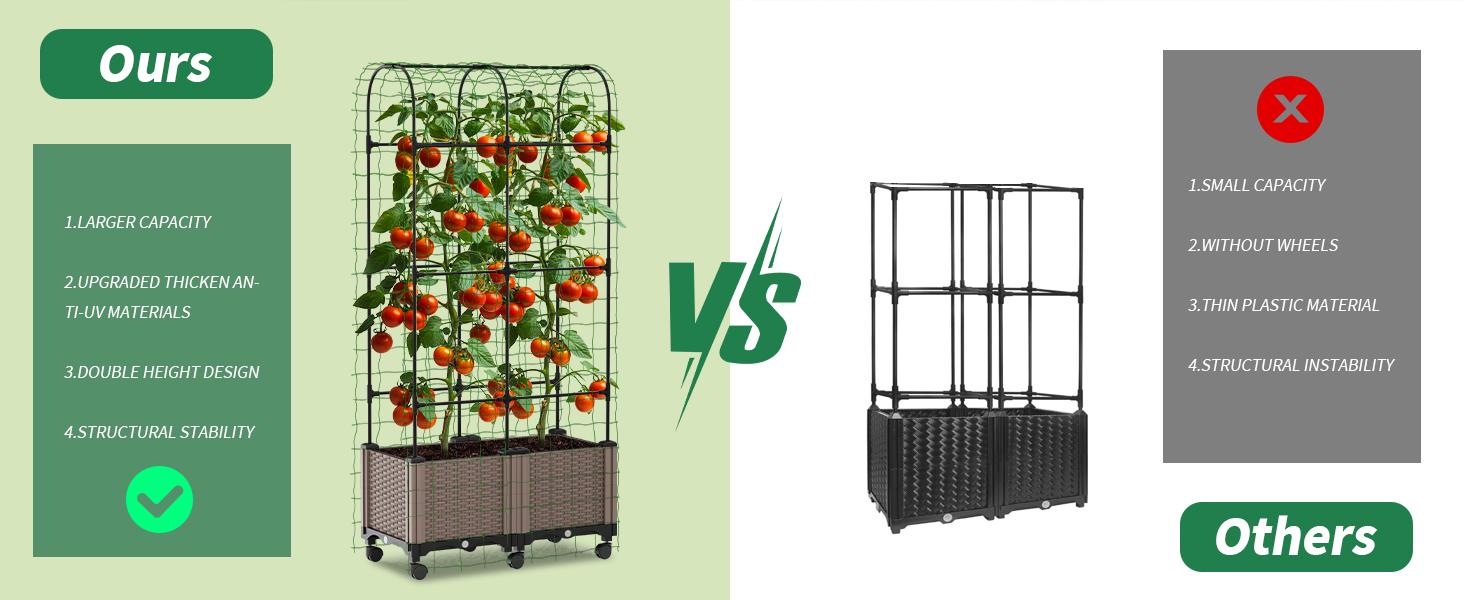Lilypelle Raised Garden Bed Planter Boxes with Trellis, Gardening System-Self Watering Planter with Wheels, Plants Outdoor and Indoor Tomato Cage for Climbing Vegetables Plants & Herbs & Flowers summergarden Lilypelle Raised Garden Bed Planter Boxes with Trellis, Gardening System-Self Watering Planter with Wheels, Plants Outdoor and Indoor Tomato Cage for Climbing Vegetables Plants & Herbs & Flowers summergarden