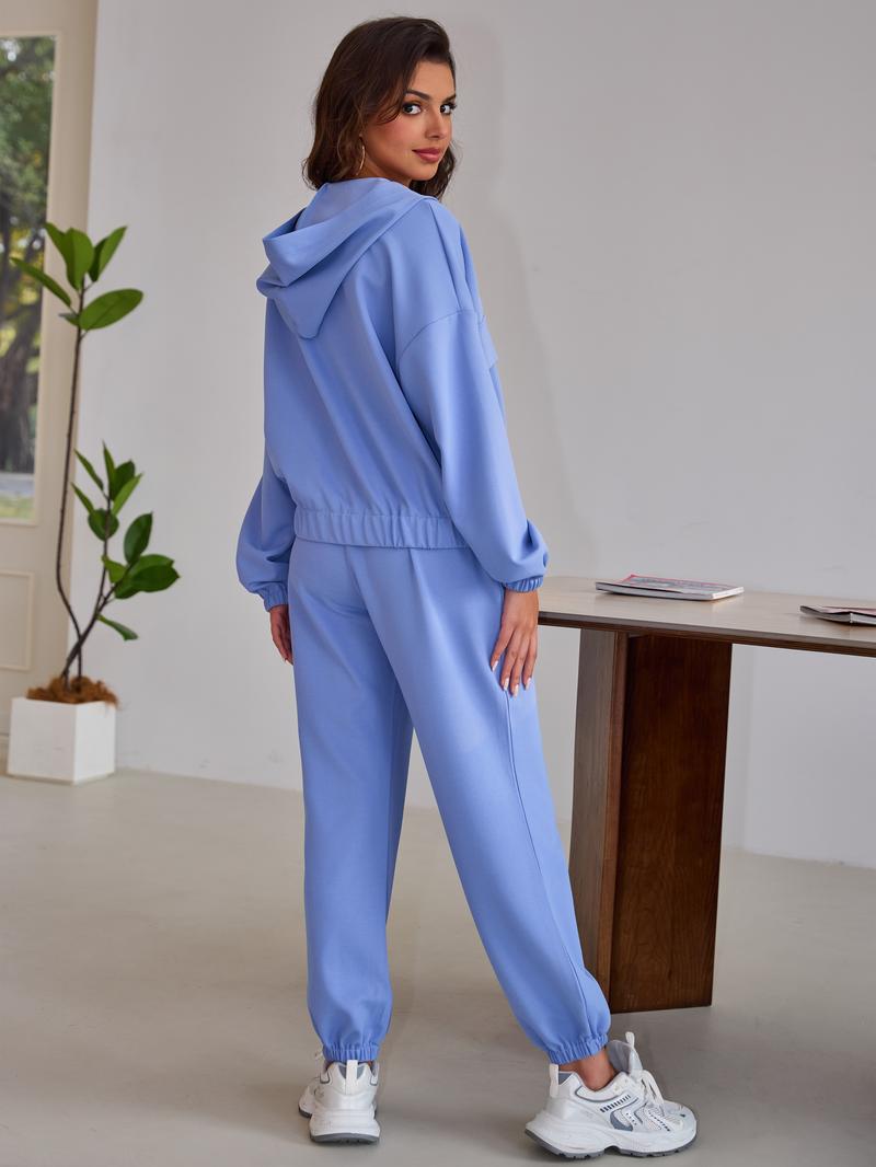 Joyfunear Women's 2 Piece Outfit Hoodie Sweatsuit Sets Summer&Fall Zip up Lounge Sweatpants Tracksuit