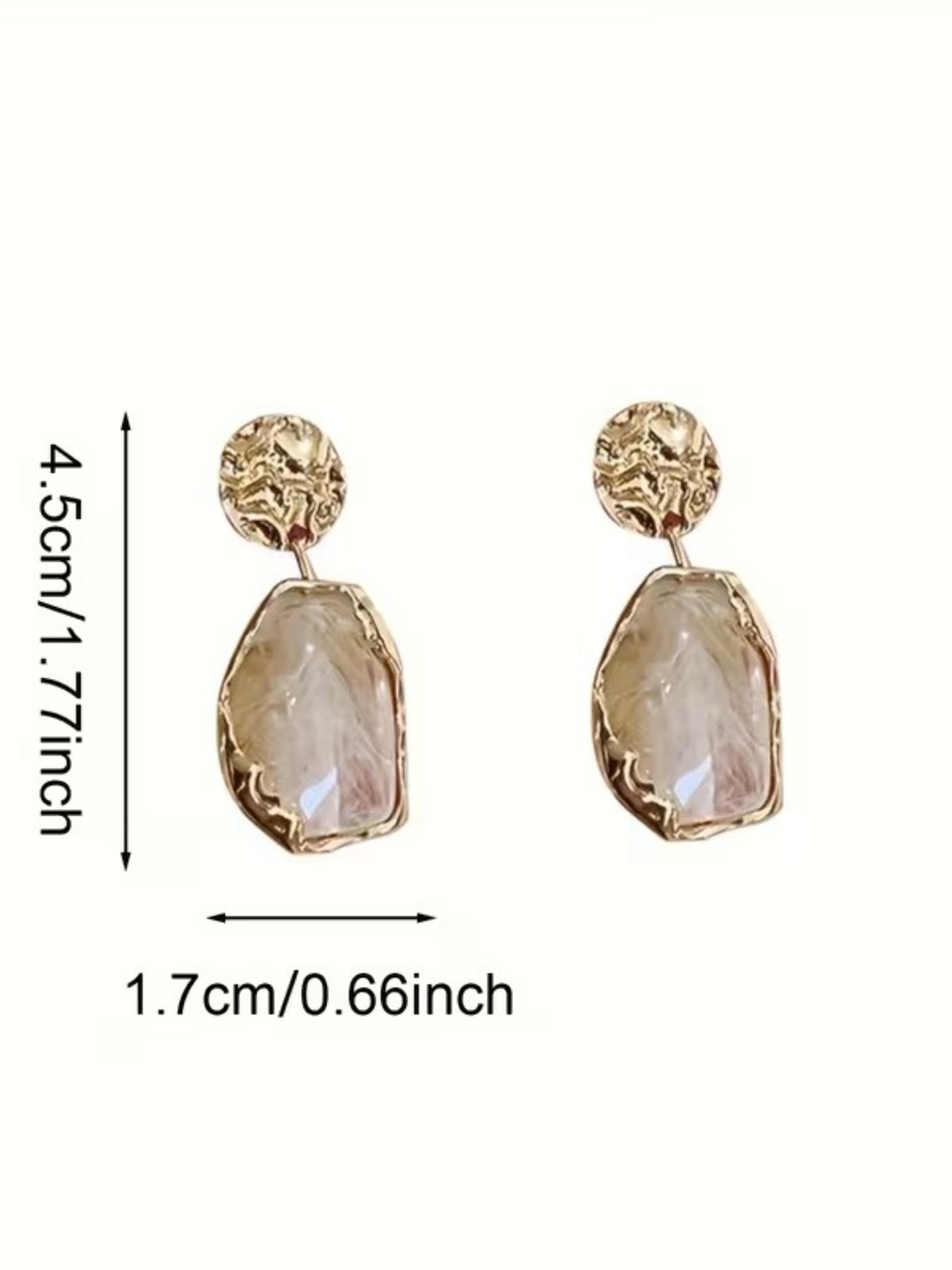 Vintage Elegant Irregular Geometric Resin Dangle Earrings, Simple Chic Style, Women's Metal Texture Earrings, Perfect for Daily Wear, Ideal Gift