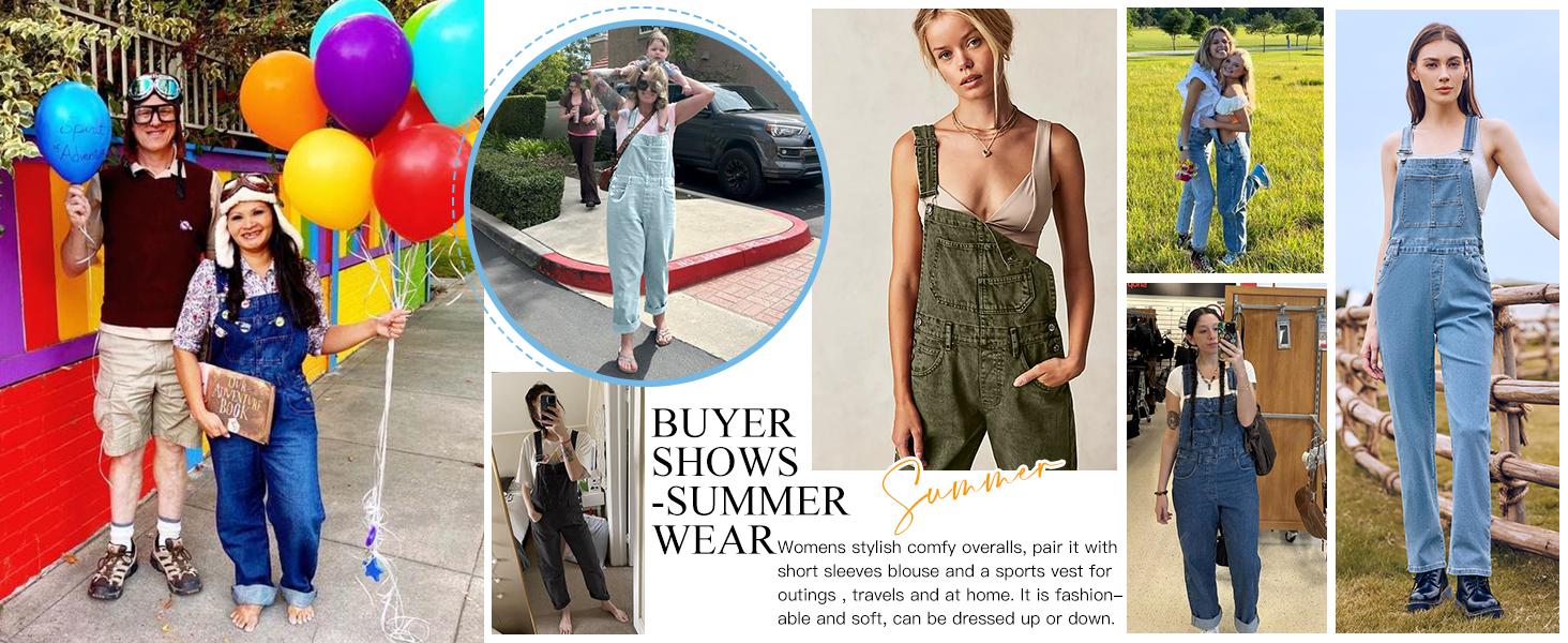 Danedvi Women's Casual Denim Overalls Adjustable Straps Jeans Pants Jumpsuits with Pockets