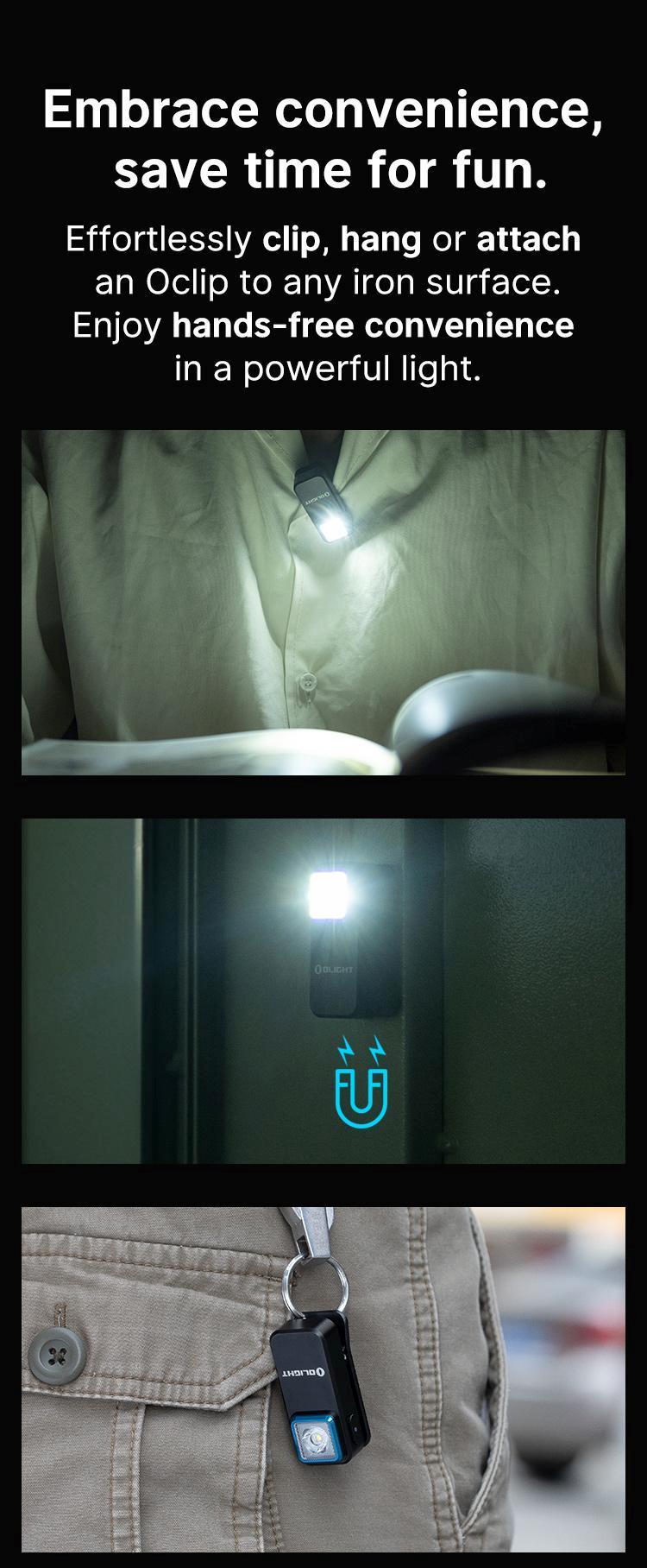 OLIGHT Oclip Rechargeable EDC Flashlight 300 Lumens Dual Light Sources Compact Pocket Clip Light, Convenient Type C Charging, Portable Magnetic for Night Working, Cycling, Emergency, Signaling Tool