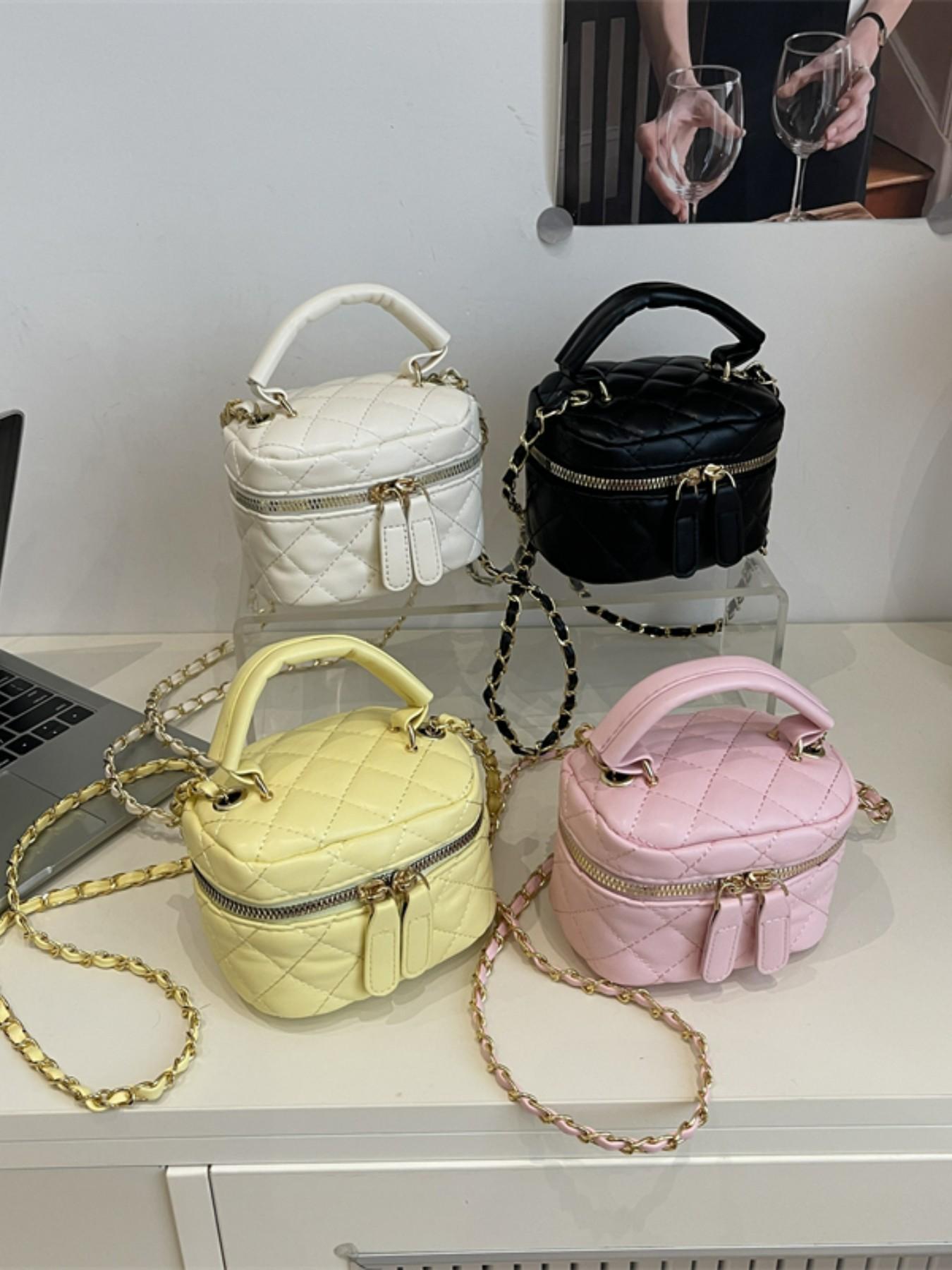 Mini Square Bag, Elegant Plaid Design, All-Season Handbag, Simple Shoulder Crossbody Box Bag, Fashionable and Stylish