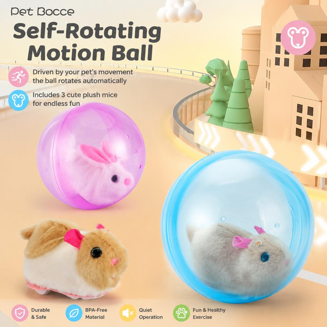 Smart Rolling Sphere Electronic Hamster Exercise Toy Auto Moving Ball with Dynamic Motion Heavy Duty Play Balls Interactive Pet Toy Modern Style Running Ball Toys for Kids Pet
