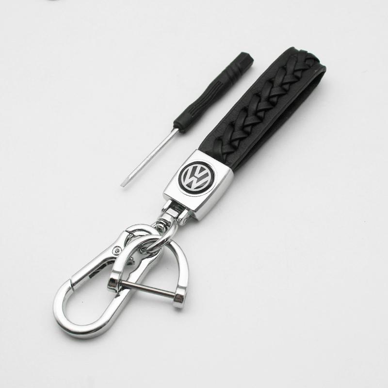 1PCS Volkswagen Keychain Key Ring & Key Case GTI Style Leather Metal Key Chain For VW Golf Polo Passat Tiguan Lavida Bora Auto Accessories Gift