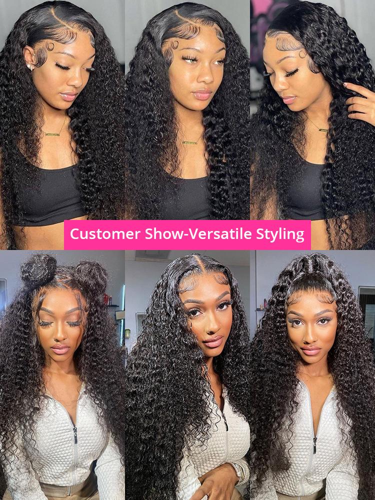 13x6 Deep Wave Lace Front Wigs Human Hair Transparent 13x4 Lace Frontal Wigs Pre Plucked HD Lace Front Wigs For Women 180%