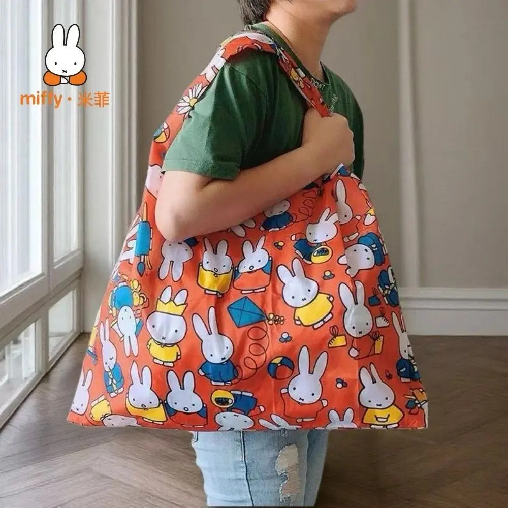 Miffy Theme Large Capacity Shopping Bag Foldable Eco Friendly Portable Storage Bag Travel Grocery Handbag