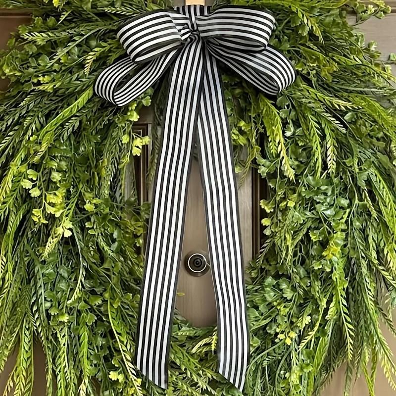 Summer Fern Water Grass Wreath, All-Season Decor, Featuring Water Grass, Cypress Leaves, Bow, Wall Decoration, Front Door Wreath