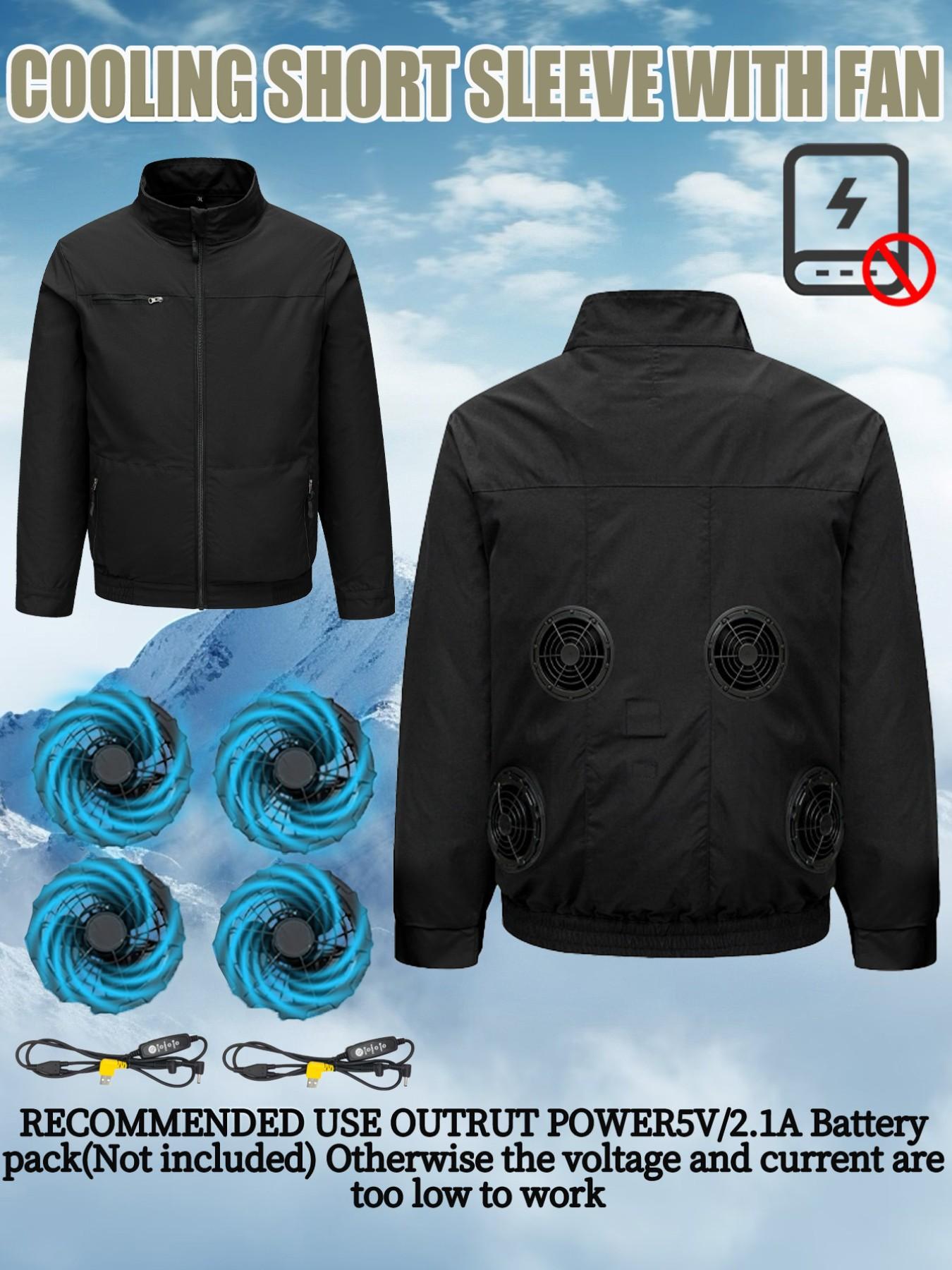 Summer 4 Fan Long Sleeve Air Conditioning Workwear Jacket, 4 Fans 2 Speed Lines, Unisex, Outdoor Fishing Camping Indoor Use