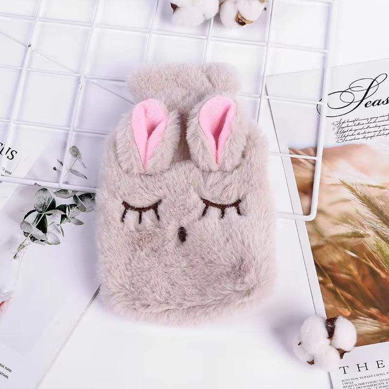 1PC Portable plush rabbit warm handbag Removable and washable water injection hot water bag Stress pain relief therapy
