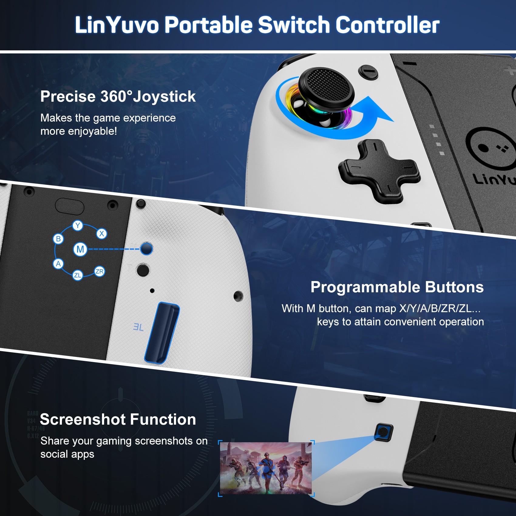 Gamepad Control For Nintendo Switch & OLED & Lite Wireless Bluetooth Controller Game Pad Command Mando Accessories Gaming Hall effect joystick RGB light macro six axis motion Kit