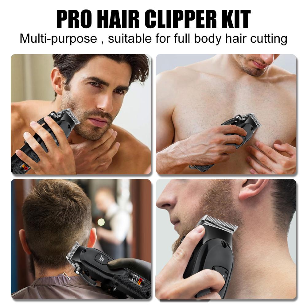 Men's Professional Hair Clipper Set, 5-Piece Trimmer Kit Includes Wireless & Electric Clippers, Precision Styling Tools with Storage Box, Rechargeable Hair Clipper
