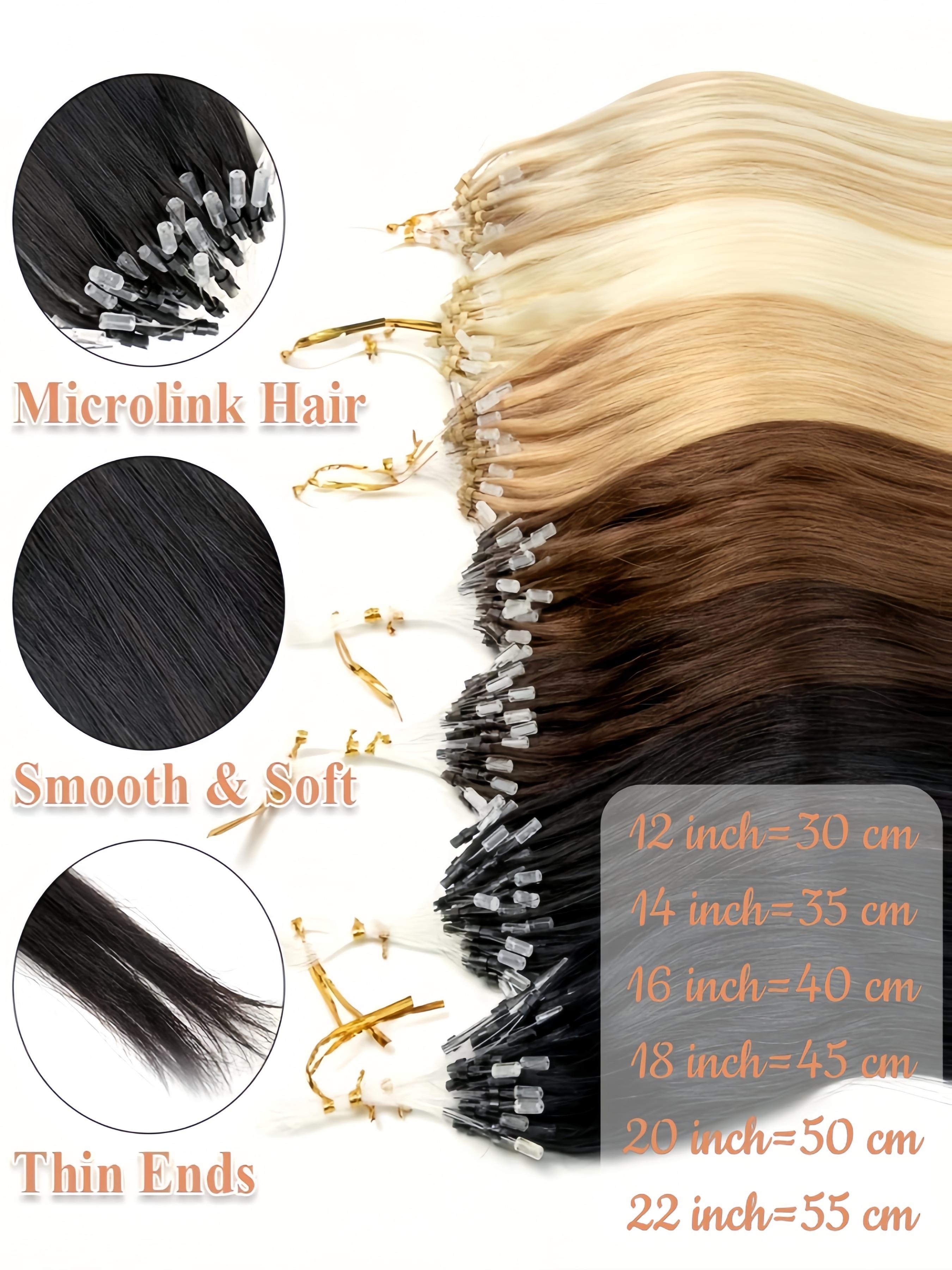 Microlink Hair Extensions Made from Real Human Hair, Featuring Microbead Micro Loop Technology, Soft And Shiny, with a Total of 50 Strands
