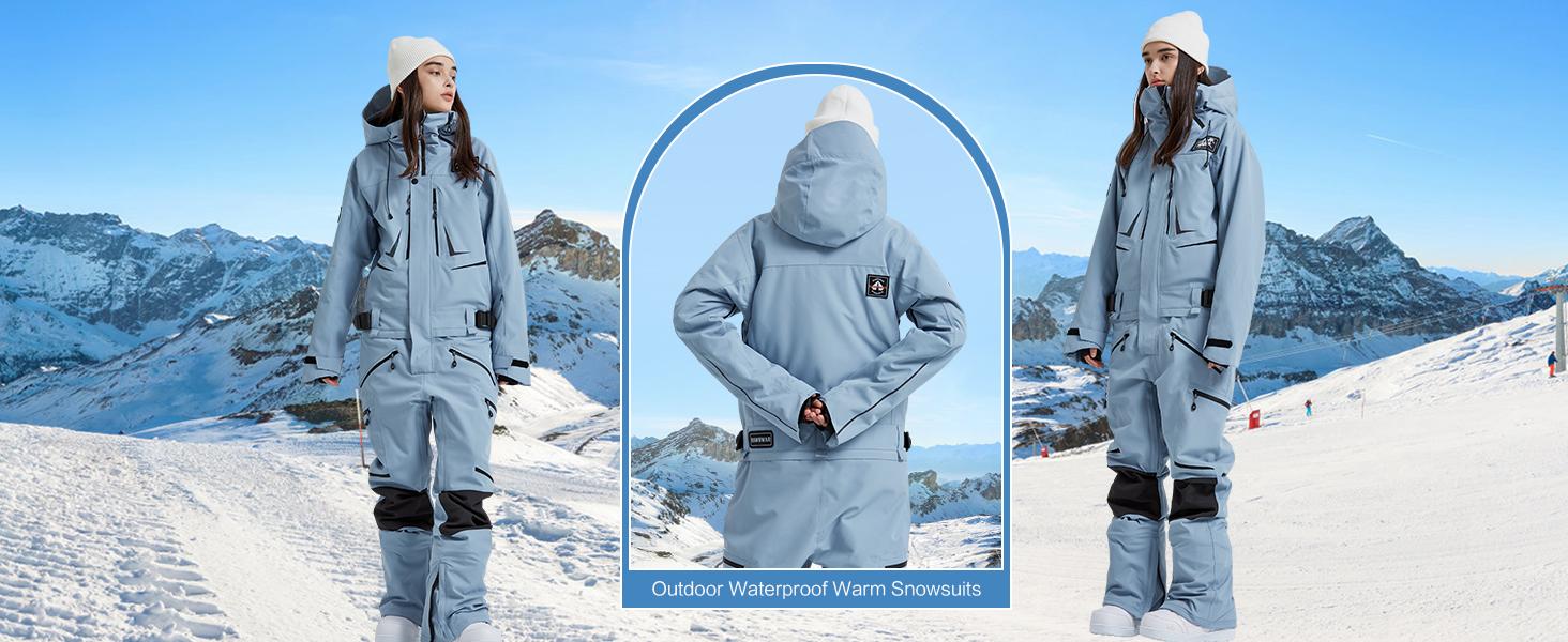 YEEFINE Women and Men's Ski Suits One Piece Jumpsuit Winter Outdoor Waterproof Warm Snowsuits