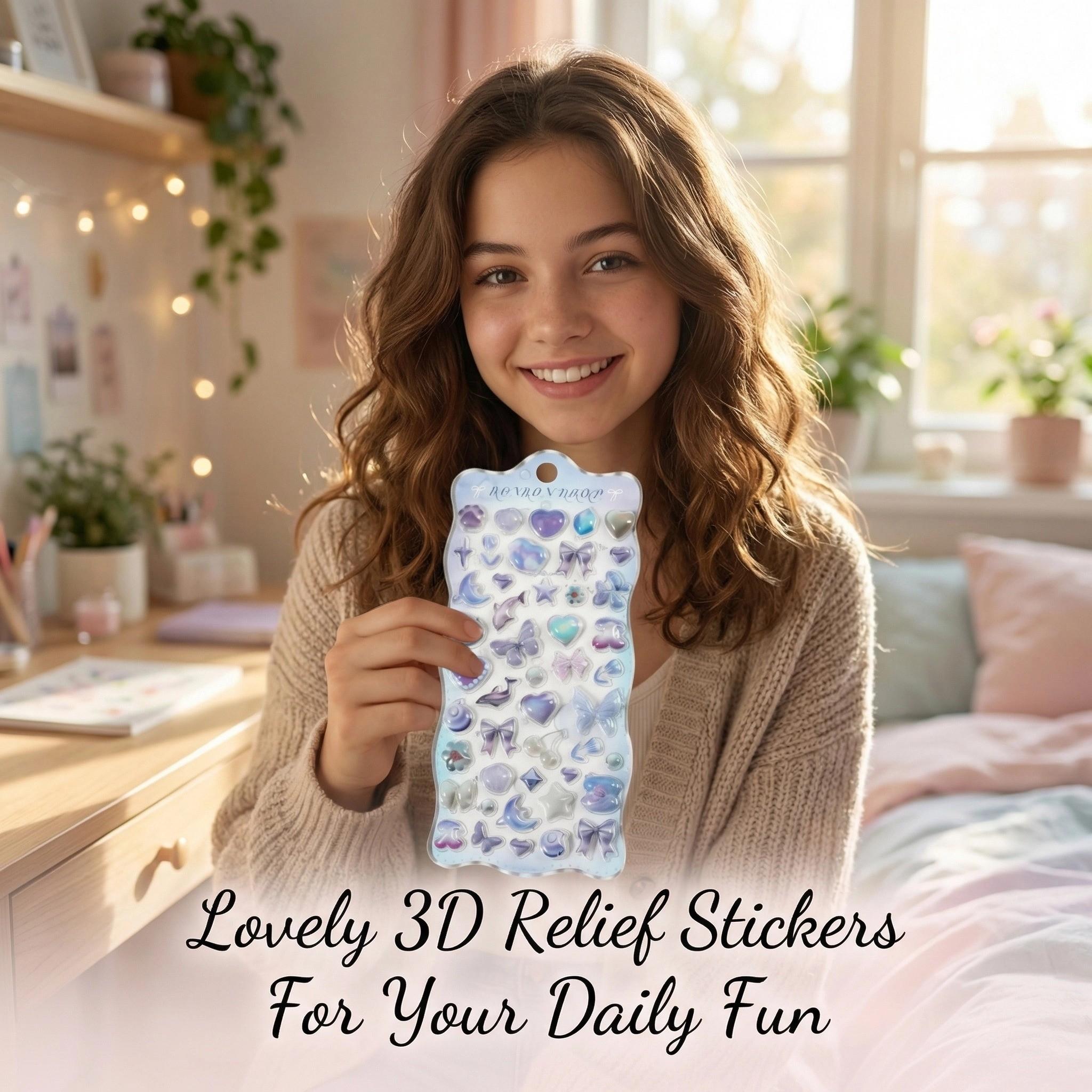 3D Cartoon Ocean Adventure Stickers, High-Quality Embossed Decals for Scrapbooks, Notebooks, Phone & Tablet Decorations