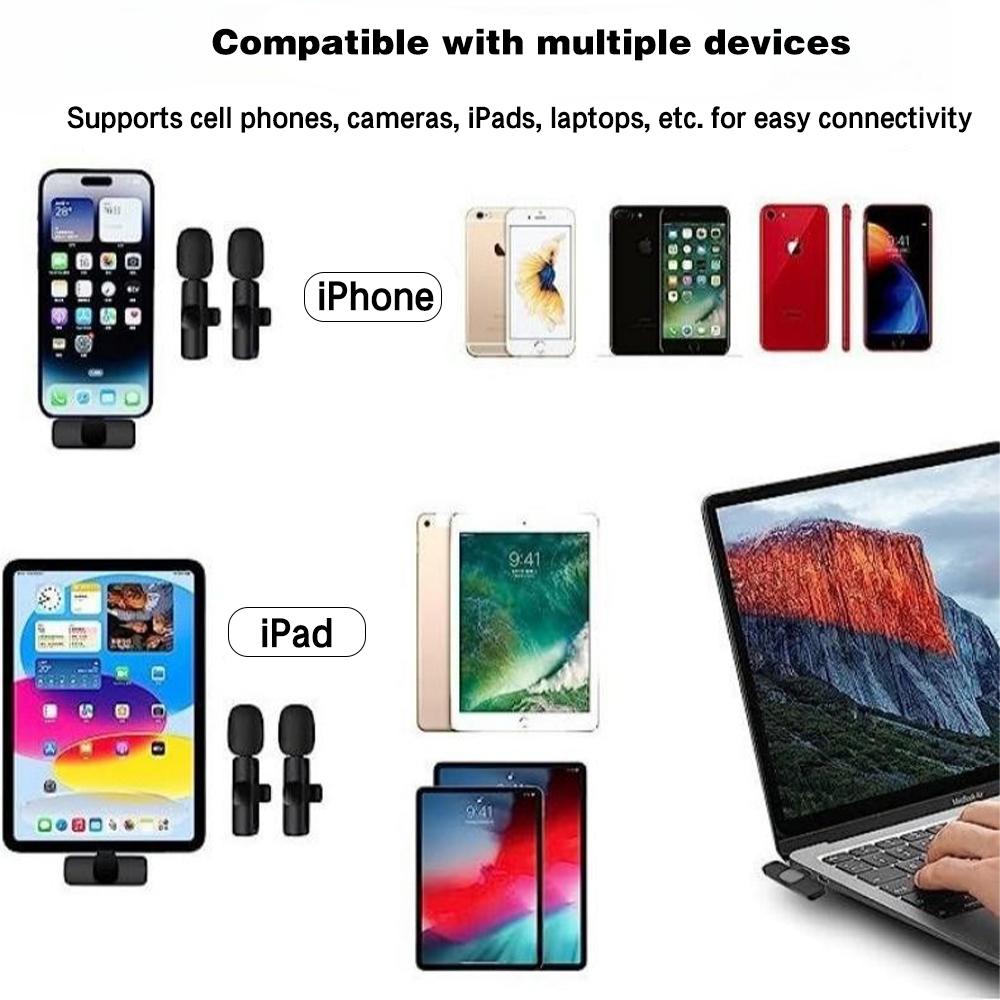 PADOX 3 in 1 Wireless Microphone for iPhone, Camera, Android, iPad, Mini Lavalier Microphone with Receiver,USB C Microphone, iPhone Mic, 2.4G Ultra-Low Delay, Microphone for Video Recording/Vlog/TikTok/YouTube/Interview