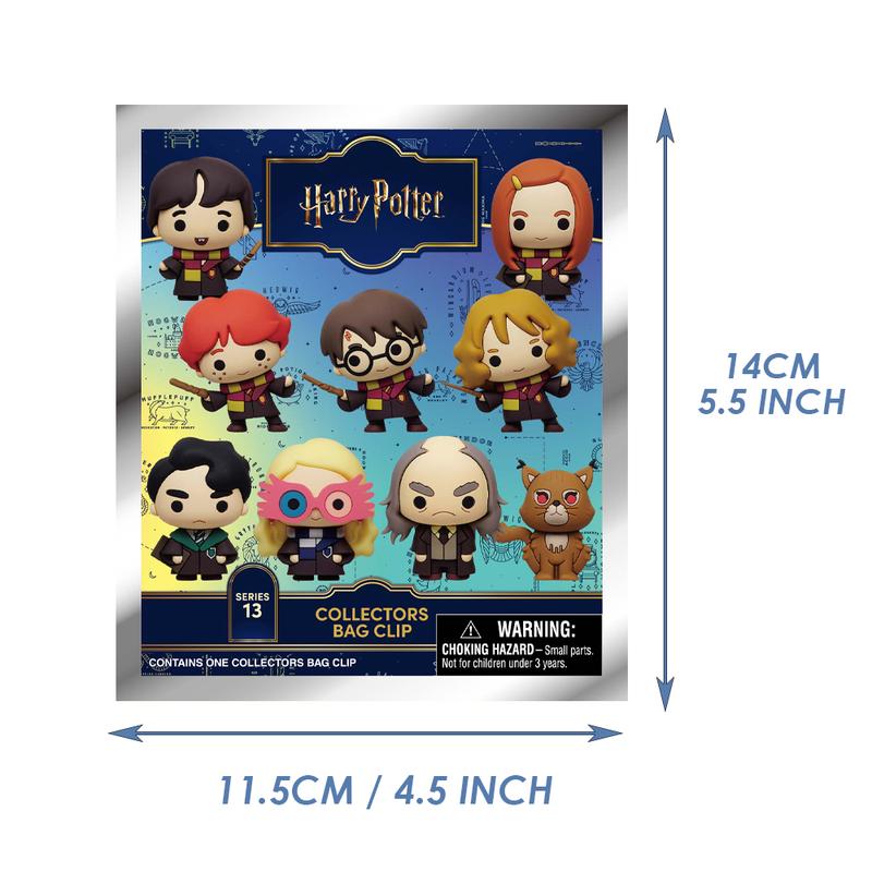 L-WB Officially Licensed Harry Potter 3D Blind Bag Clip Mystery Keychain Figure Includes Harry Ron Hermione Tom Luna Ginny Neville Argus Mrs Norris Headless Nick Random One Collectible Backpack Bag Charm