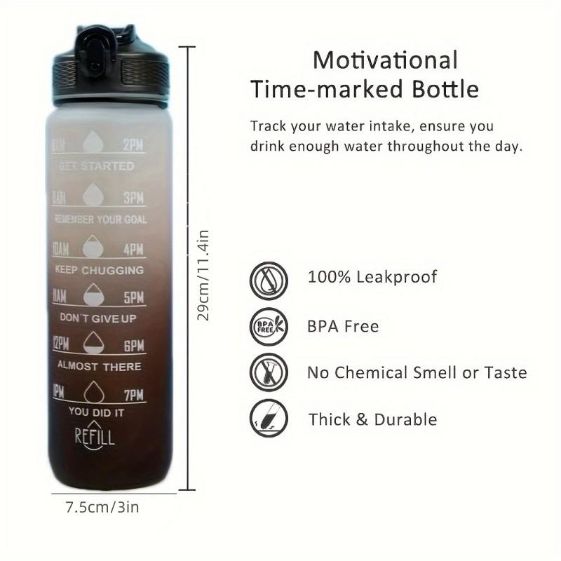 Leak-Proof Sporty Travel Water Bottle, Gradient Color Fitness Cup, Portable Hydration with Motivational Quotes, Ideal for Summer & Fall