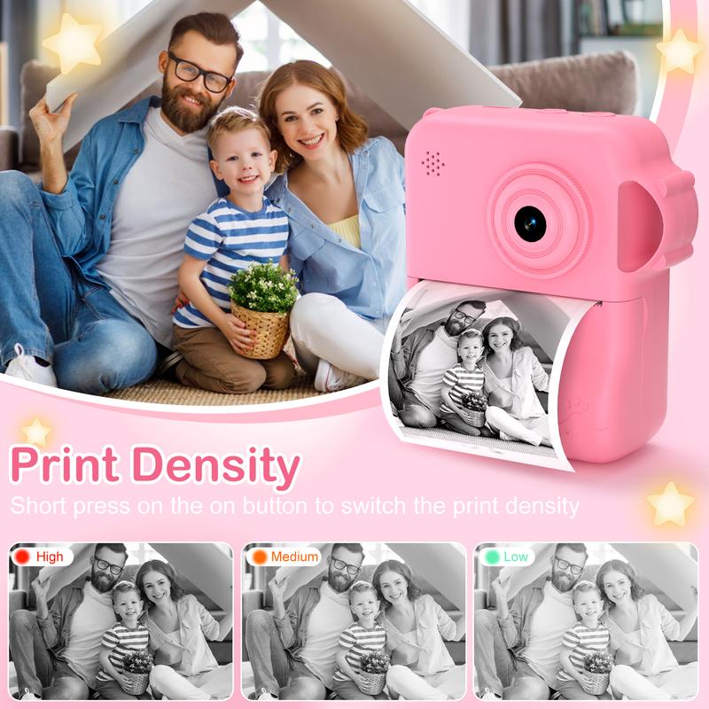 Portable Instant Print Camera with 3 Rolls Print Paper, Ideal Birthday Gifts for Boys & Girls,Boys & Men gifts, Photo Camera