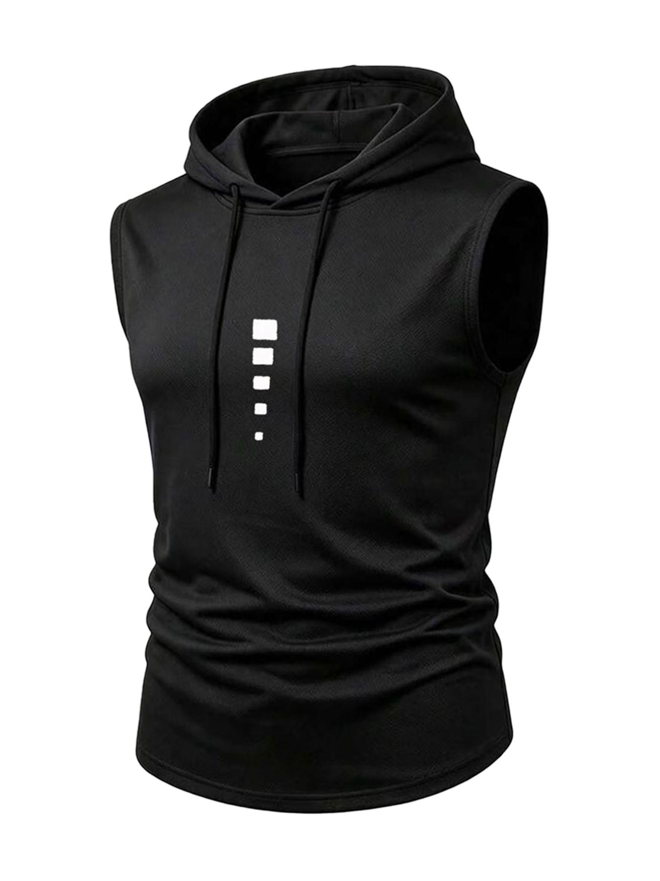 Men's Summer Lightweight Sport Running Fitness Sleeveless Vest, Fashion Casual Outdoor Hooded Top, Breathable and Comfortable Design, Workout Sports Vest