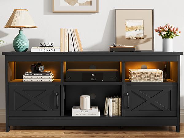 DWVO Farmhouse TV Stand for TVs Up to 65 Inch, Modern Entertainment Centre with Power Outlet, TV Shelf with Storage Cabinet, Television Stands for Living Room, Media Console, 59" DWVO Farmhouse TV Stand for TVs Up to 65 Inch, Modern Entertainment Centre with Power Outlet, TV Shelf with Storage Cabinet, Television Stands for Living Room, Media Console, 59"