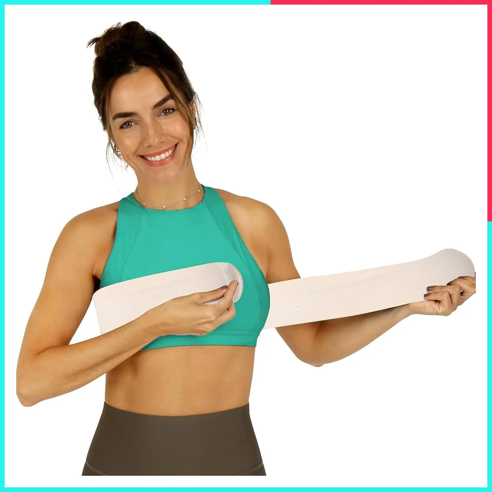 Post Surgery Compression Wrap Bra for Women – Breast Augmentation Chest Brace & No Bounce Stabilizer Strap, Sport Bra Alternative for Running & Workout, One Size
