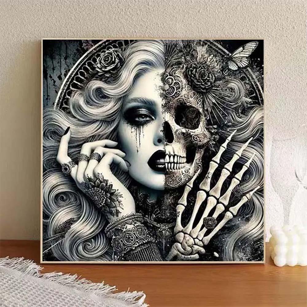 DIY 5D Flocking Cloth Diamond Painting Kit, AB Diamonds, Fairy Dust Diamonds, Crystal Diamonds, Hands, Bones, Flowers Diamond Embroidery, Special Craft Art Set, Wall Decor, Gift for Family, Loved Ones, Friends.